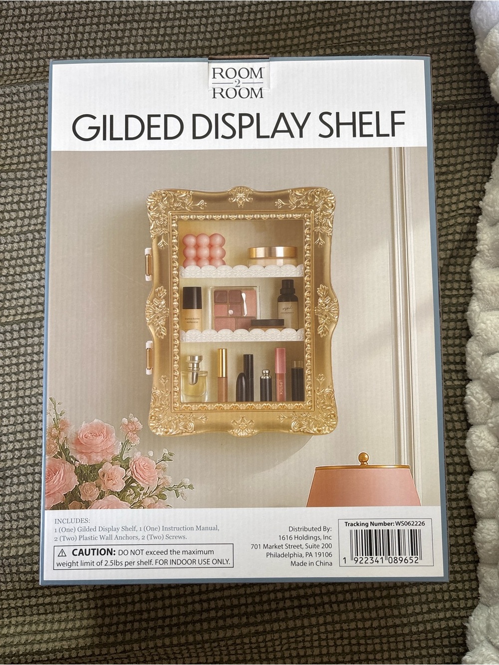 Room 2 Room Gilded Display Shelf Gold Ornate Mirror Vanity Wall Cabinet New